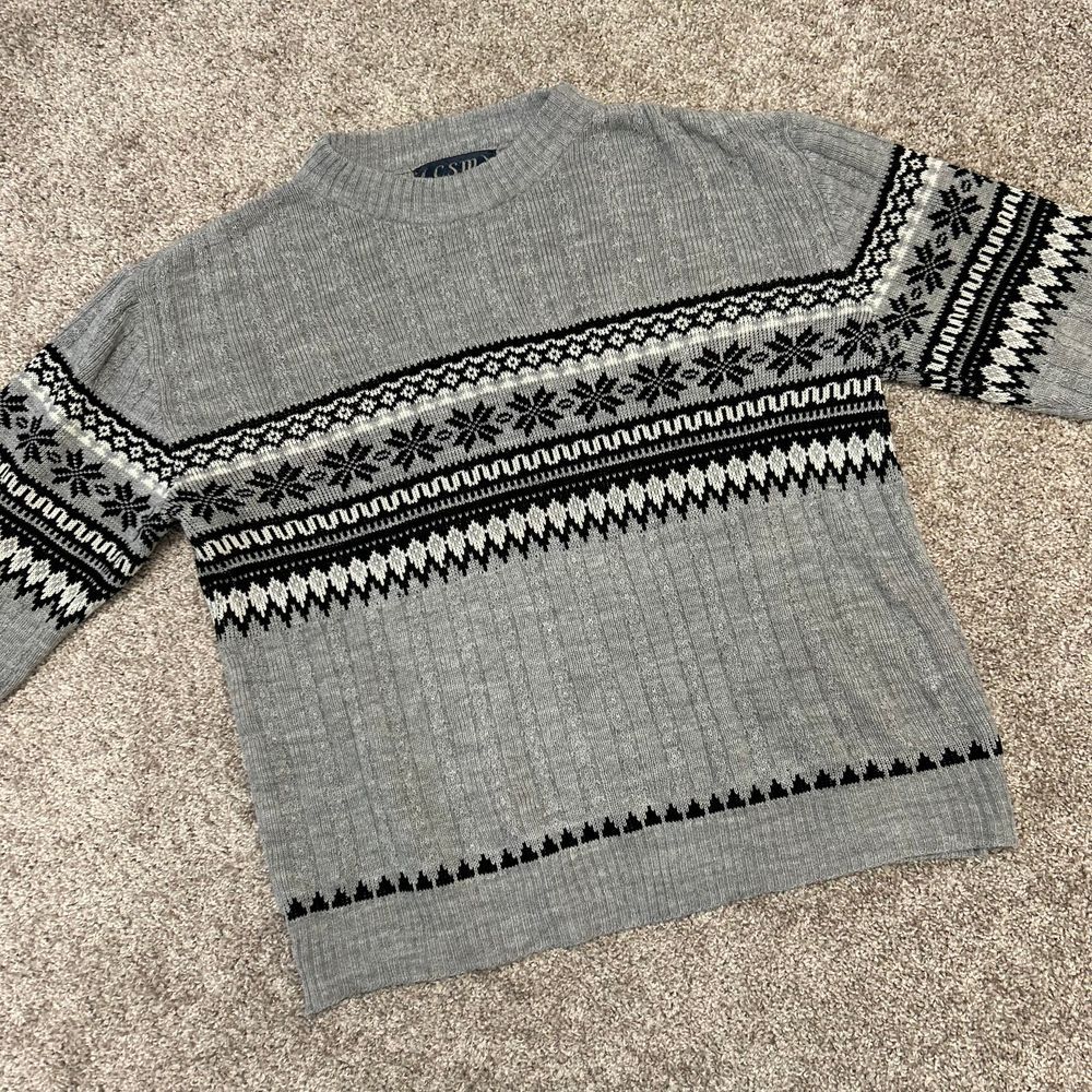 Vintage Coliu St. Marx Crewneck Sweater Men Size XL‎ Acrylic Gray Black (480)
